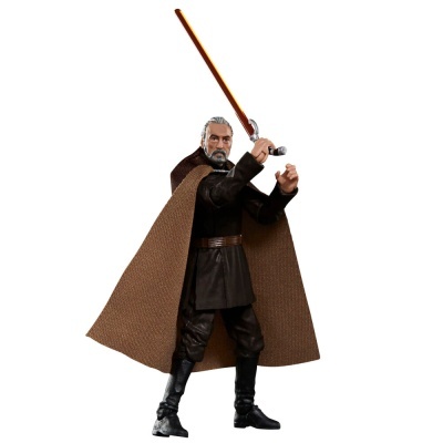 Action figure masculino com capa castanha e espada laranja