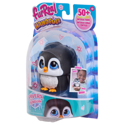 Brinquedo FurReal pinguim interativo na embalagem azul