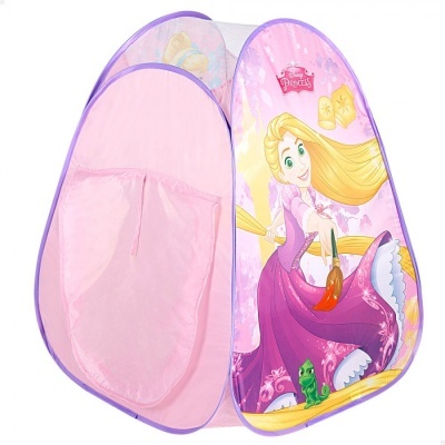 Tenda de brincar rosa e lilás com imagem da Rapunzel da Disney Princess