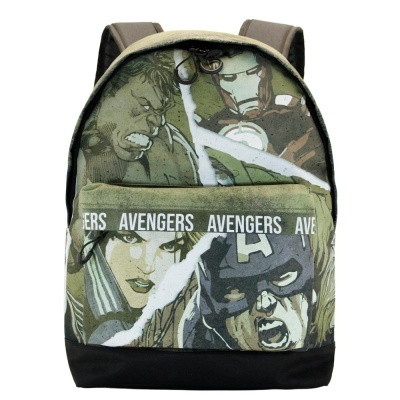 Mochila Avengers com estampa de personagens e faixa com texto