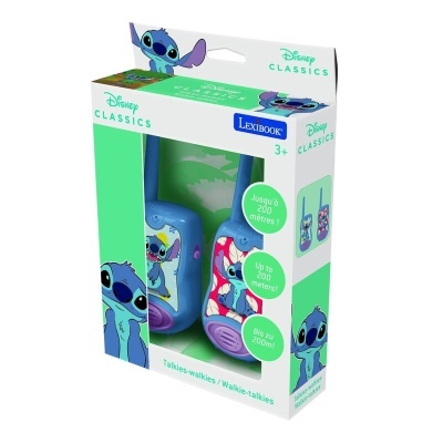 Walkie-talkies Disney Stitch azuis em embalagem de cartão