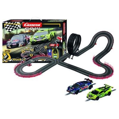 Pista de corridas de slot com duas carrinhas de corrida e embalagem Carrera GO!!!