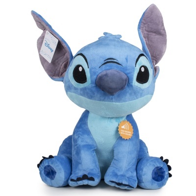 Pelúcia do Stitch azul com orelhas grandes e etiqueta Disney