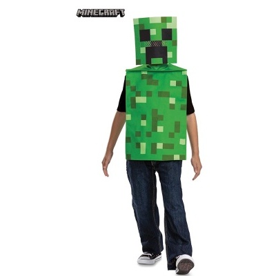 Fantasia Minecraft Creeper verde pixelizada para criança