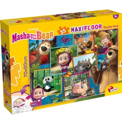 Caixa de puzzle Maxifloor 35 peças da Masha and the Bear dupla face