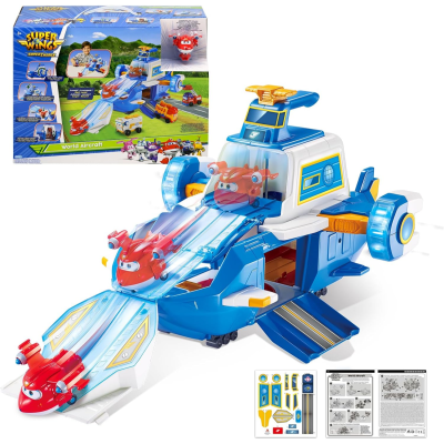 Brinquedo Super Wings World Aircraft com rampas e aviões vermelhos
