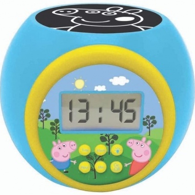 Relógio digital azul e amarelo com personagem Peppa Pig