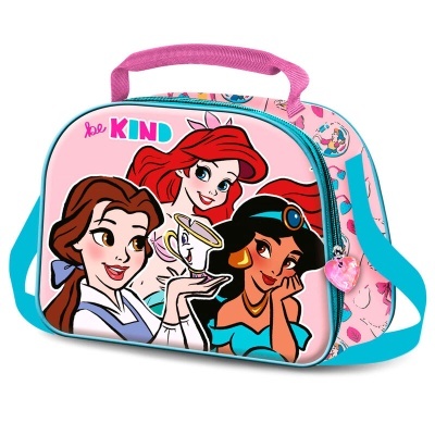 Bolsa térmica infantil com princesas Disney em rosa e azul