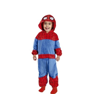 Pijama de criança azul e vermelho com capuz Homem-Aranha