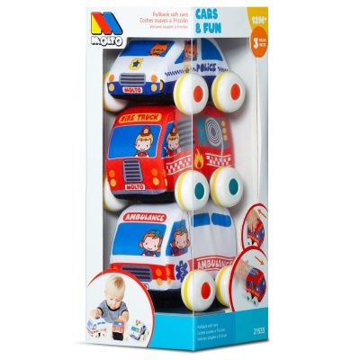 Brinquedo set três carrinhos de emergência em embalagem Molto