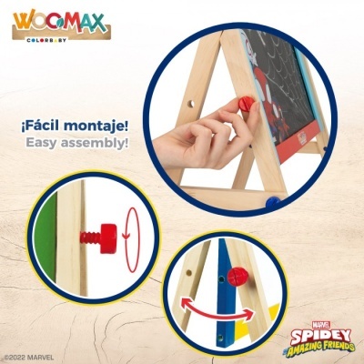 Quadro duplo para desenho WOOMAX Marvel Spidey Amazing Friends com estrutura de madeira e detalhes coloridos