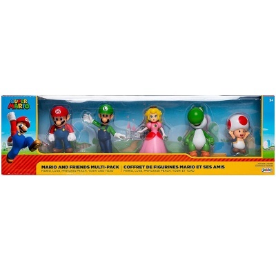 Conjunto multi-pack de figuras de ação Super Mario com Mario, Luigi, Princesa Peach, Yoshi e Toad
