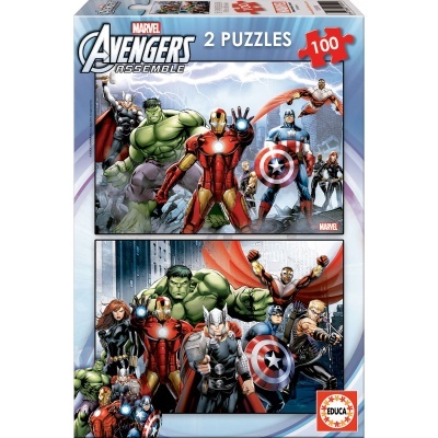 Caixa de 2 puzzles Avengers Assemble da Marvel, 100 peças cada