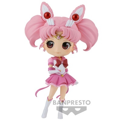Figura colecionável de personagem feminina com cabelo rosa e vestido cor-de-rosa