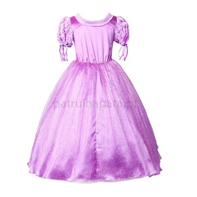 Vestido de princesa lilás para criança com saia volumosa
