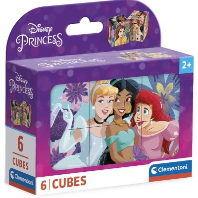 Embalagem de brinquedo de 6 cubos com Princesas Disney Clementoni