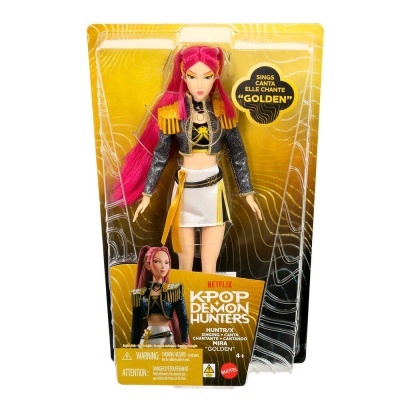 Boneca da coleção Netflix KPOP Demon Hunters Mira com cabelo rosa em caixa
