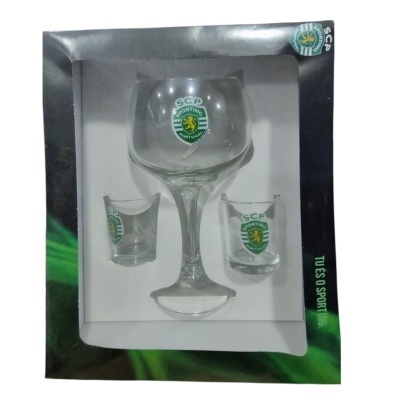 Conjunto de copos SCP Sporting Clube de Portugal na embalagem