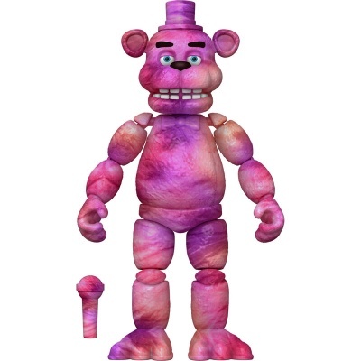 Figura de urso cor-de-rosa com chapéu e microfone