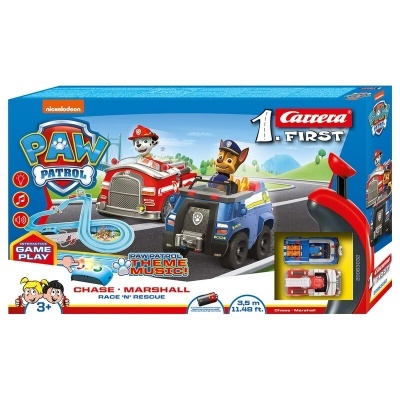 Brinquedo de corrida Paw Patrol com carros de Chase e Marshall e controlo remoto