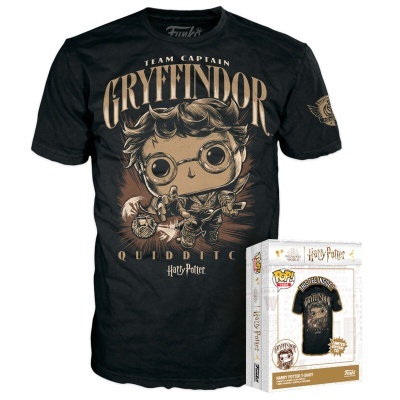 T-shirt preta Harry Potter com personagem e texto Gryffindor Quidditch