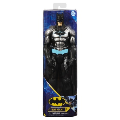 Figura de ação do Batman em embalagem azul com logótipo DC