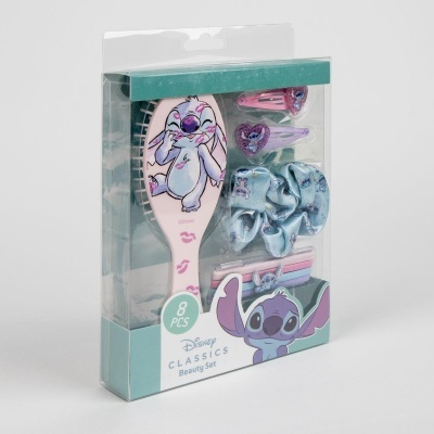 Conjunto de beleza Disney Classics com escova de cabelo e acessórios temáticos em azul e rosa