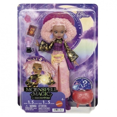 Boneca Rae Lumina Monster High Moonspell Magic com acessórios mágicos e caldeirão
