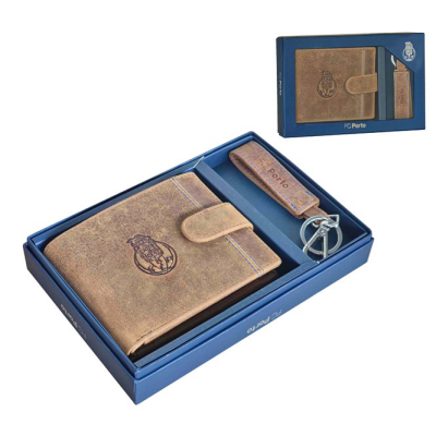 Conjunto de porta-cartões e porta-chaves FC Porto em embalagem azul