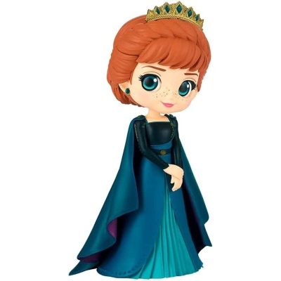 Figura colecionável de princesa com vestido azul e coroa dourada
