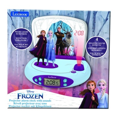 Despertador projetor Lexibook Disney Frozen com figuras dos personagens e ecrã digital.