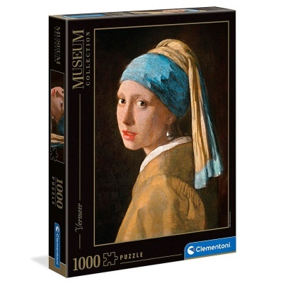 Caixa de quebra-cabeças Clementoni com imagem do quadro 'Rapaz com brinco de pérola' de Vermeer