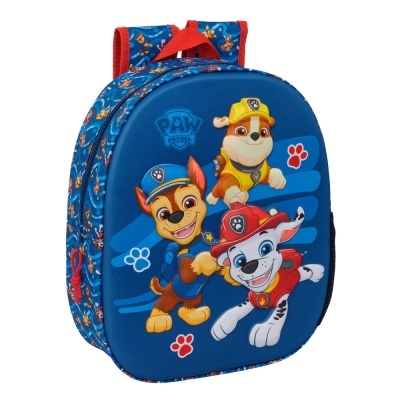 Mochila azul da Paw Patrol com personagens e alças vermelhas