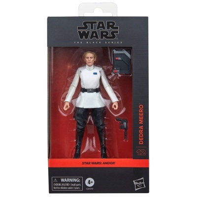 Figura ação Star Wars Dedra Meero com uniforme branco e preto e acessórios em embalagem