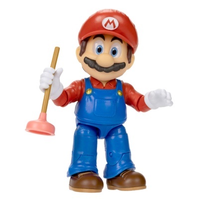 Figura de ação de Mario com desentupidor em fundo branco
