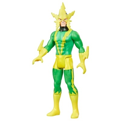 Figura de ação verde e amarelo com capacete pontiagudo