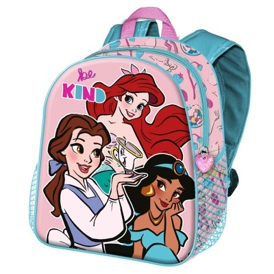 Mochila infantil com princesas Disney e frase 'be KIND'