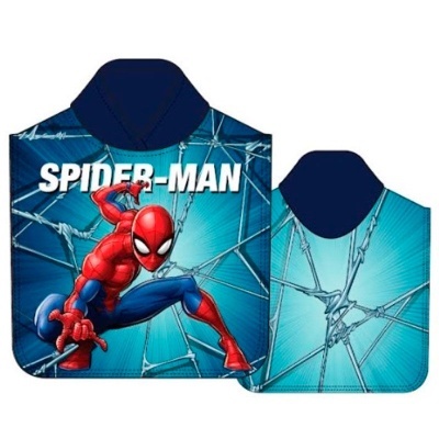 Poncho Spider-Man com design de teia de aranha em azul