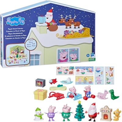 Caixa do calendário do advento Peppa Pig com 24 peças natalícias e figuras dos personagens