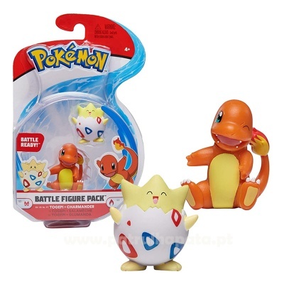 Pack figuras Pokémon Topepi e Charmander em embalagem plástica