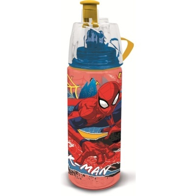 Garrafa plástica colorida com imagem do Homem-Aranha