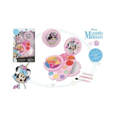 Kit maquilhagem Minnie Mouse com várias cores e aplicadores para crianças