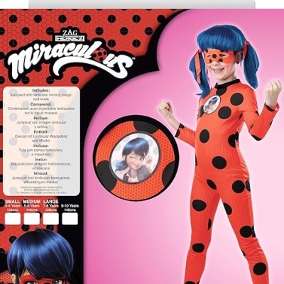 Fato Ladybug vermelho com bolas pretas para criança com máscara