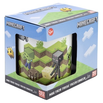 Caneca Minecraft com personagens em caixa azul