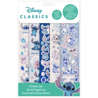 Conjunto de autocolantes Disney Classics com personagens de Stitch e frases coloridas