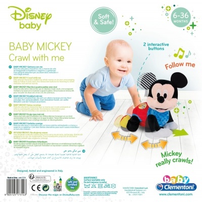 Caixa de brinquedo Disney Baby Mickey Crawl with me para bebés, com bebé e rato Mickey colorido