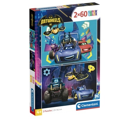 Caixa de puzzle Batwheels DC com 2x60 peças em cores vivas