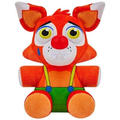Peluche de animal laranja com calças verdes