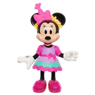 Figura plástica da Minnie com vestido e laço cor-de-rosa
