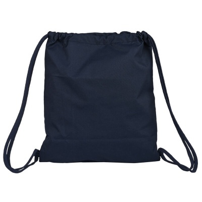 Mochila desportiva azul escuro tipo saco com fecho de cordão e alças finas